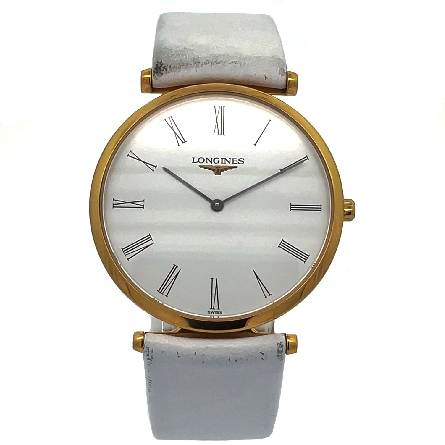 Stainless Steel Gold Plated Estate Longines La Grande Classique 33mm w/White Leather Strap 38542896 
