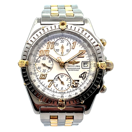 Stainless Steel and 18K Yellow Gold Estate Breitling 41mm Chronograph Automatic Mens Watch