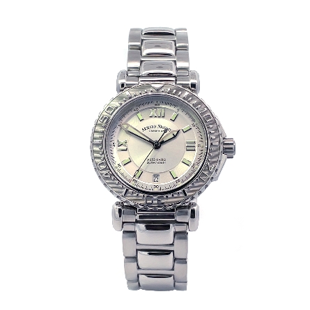 Stainless Steel Estate Armand Nicolet Travelman Round Case and Link Band Watch w/Box 