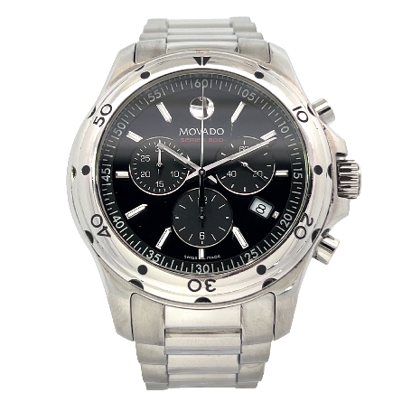 Stainless Steel Estate Movado Series 800 Black  Chronograph Dial Watch No Box