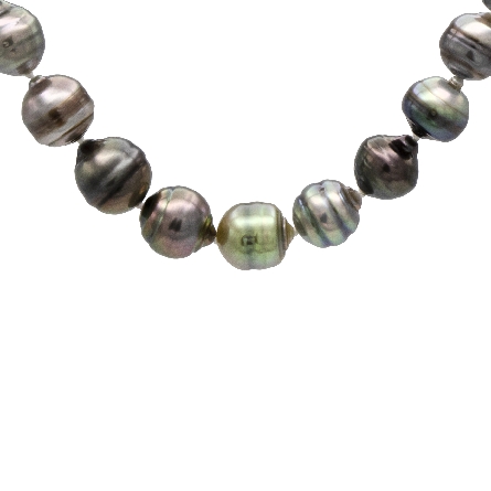 14K Yellow Gold Ball Clasp on Baroque Tahitian Pearls 16inch Estate Necklace