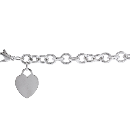 Sterling Silver Estate Tiffany & Co 7.5inch Link Bracelet w/Heart Disc Charm
