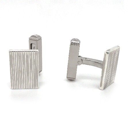 Palladium-Coated Sterling Silver Estate Cartier Rectangle Cuff Links 9.7dwt