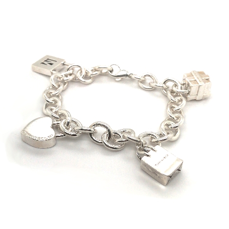 Sterling Silver Estate 8inch Tiffany and Co Charm Bracelet 40.4dwt