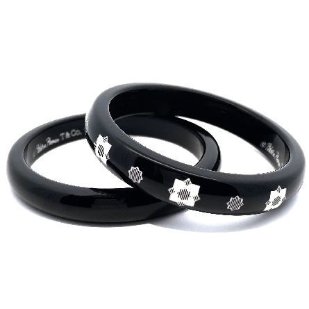 Estate Black Resin Tiffany & Company   Zellige   Slip-On Bangle Bracelets - Set of 2 
