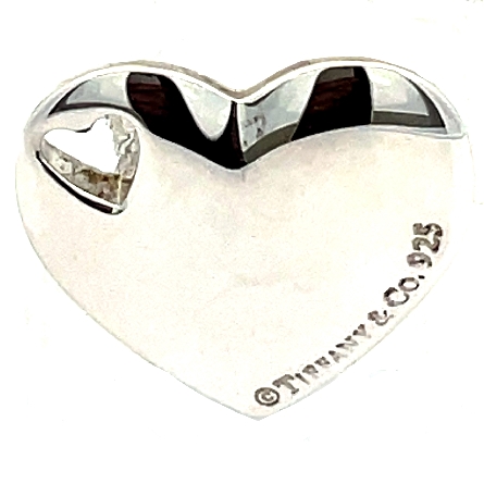 Sterling Silver Estate Tiffany & Company Heart Pendant w/Small Cut Out Heart 4.3dwt