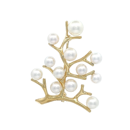 18K Yellow Gold Estate Mikimoto Akoya Pearl Tre...