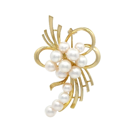 18K Yellow Gold Estate Mikimoto Akoya Pearl Bow...