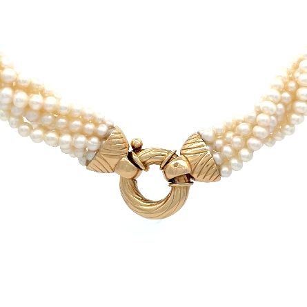 14K Yellow Gold Estate Multi-Strand Cultured Fr...