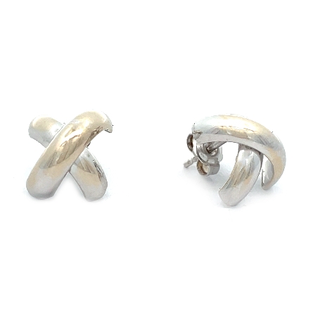 14K White Gold Estate Polished X Earrings 1.1dwt 