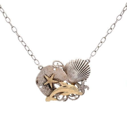 Sterling Silver and 14K Yellow Gold Estate Dolp...