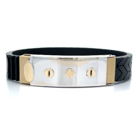 14K Two Tone Estate Rubber ID Bracelet 12.3dwt