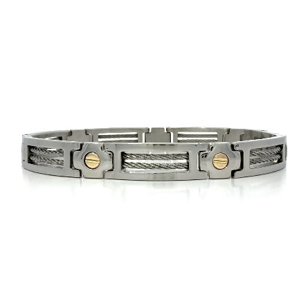 /home/earthtreasures/catalog.shopearthtreasures.com/imagedumplarge/EARTH_U7-15398.jpg Stainless Steel and 14K Yellow Gold Estate Open...