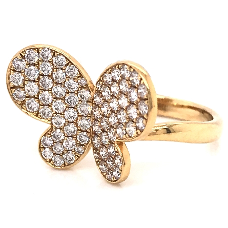 18K Yellow Gold Butterfly Ring w/Diams=1.03ctw SI H-I Size6.5 #R-4880-E (D5573)
