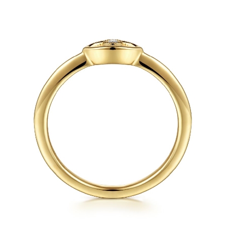 14K Yellow Gold Dainty Evil Eye Stackable Ring w/Diams=.02ctw Size 6.5 #LR52110Y45JJ (S1519716)