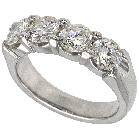 14K White Gold Shared Prongs Tapered Band w/4Diams=2.17ctw VS-SI G-H-I Size 6.5 #ARPSOP