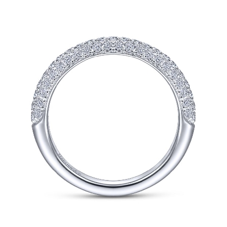 14K White Gold Pave 3-Sided Stackable Band w/Diams=.59ctw SI H-I Size 6.5 #LR51788W45JJ (S1519644) 