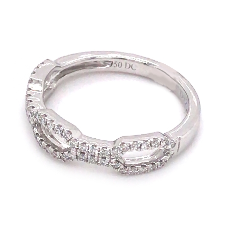 18K White Gold 3 Open Links Stackable Band w/Diams=.27ctw VS G-H Size 6.5 #RG25692