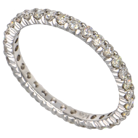 14K White Gold Shared Prong Eternity Band w/32Diams=.82ctw SI H-I Size 6.75 #ARPS