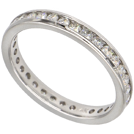 14K White Gold Channel Eternity Band w/33Diams=.71ctw SI H-I Size 6.5 #ARCH