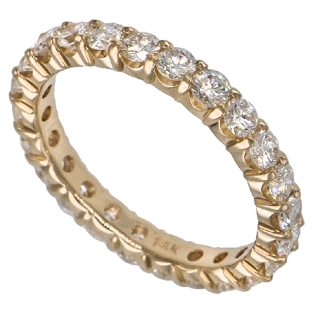 14K Yellow Gold Shared Prong Eternity Band w/24Diams=1.69ctw SI H-I Size 6.75 #ARPS