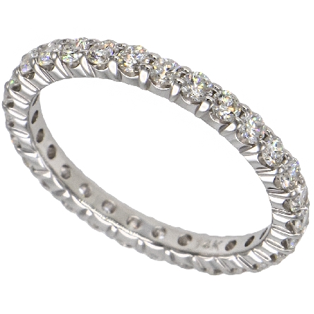 14K White Gold Shared Prong Eternity Band w/29Diams=.98ctw SI H-I Size 6.5 #ARPS
