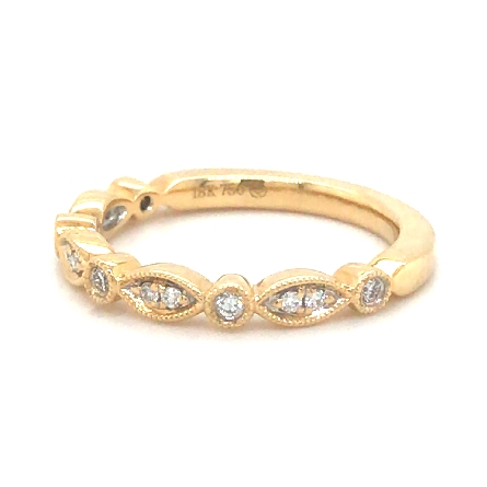 18K Yellow Gold Marquise and Round Shape Stackable Band w/13Diams=.12ctw VS G-H Size 6.5 #R22-132532