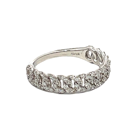 14K White Gold Figaro Link Stackable Ring w/Diams=.47ctw SI H-I Size 6.5 #RP21-054B