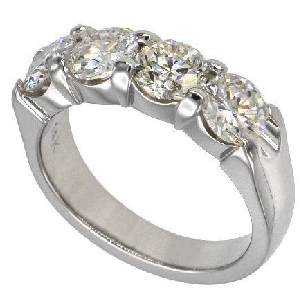 14K White Gold Shared Prongs Tapered Band w/4Diams=2.31ctw VVS2-VS-SI1 H-I Size 6.75 #ARPSOP