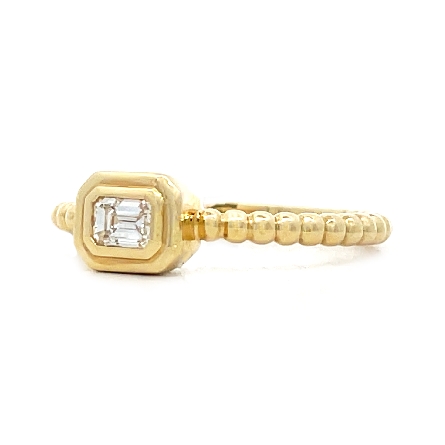 14K Yellow Gold Beaded Bezel Stackable Band w/1 Emerald Cut Diam=.20ct VS G-H #RT24-80YB-EM