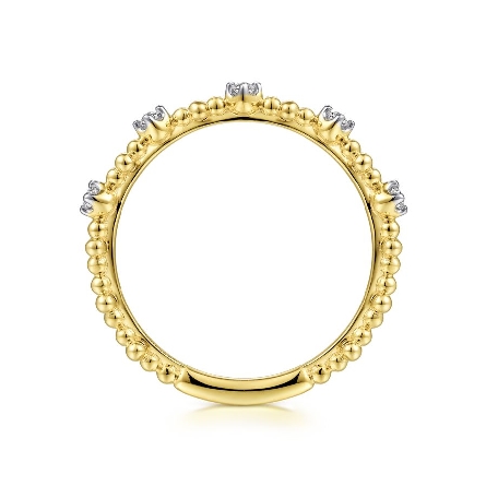 14K Yellow Gold Gabriel Bujukan Bead Stations Band w/Diams=.08ctw Size 6.5 #LR52161Y45JJ (S2245028)
