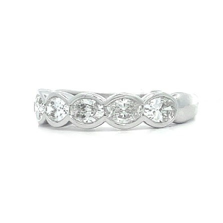 14K White Gold 6 East to West Bezel Band w/Oval Diams=1.18ctw SI H-I #R-9571-P (N2299)