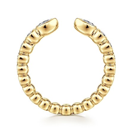 14K Yellow Gold Gabriel Open Cuff Graduated Bezel Anniversary Band w/Pear and Round Diams=.50ctw SI2 G-H Size6 #AN61810-6Y44JJ (S2158682)