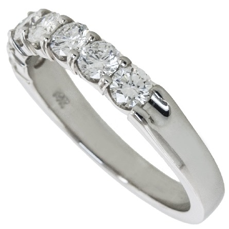 14K White Gold Shared Prongs Band w/7Diams=.42ctw SI H Size 6.5 #ARPSOP
