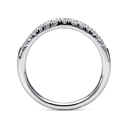 14K White Gold Gabriel French Pave Curved Wedding Band w/Diamonds=.24ctw SI G-H Size 6.5#AN10963W44JJ (S1121955)