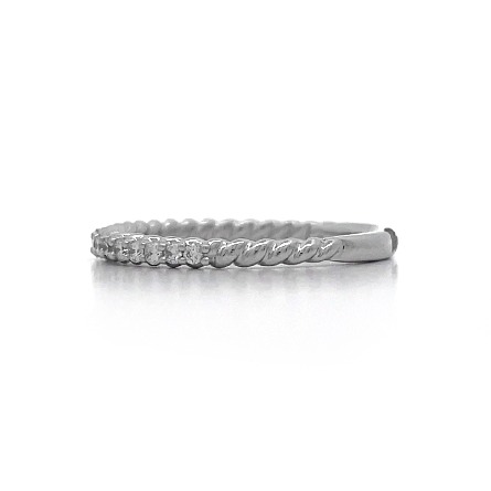 18K White Gold Braided Shared Prong Band w/18 Diams=.26ctw SI H-I Size6.5 #W11-154241
