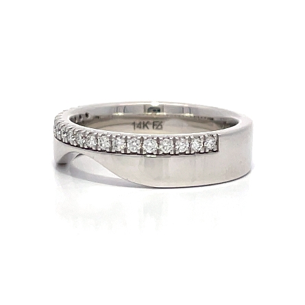 14K White Gold Classic Curved Polished Wedding Band with Straight Diamond Edge w/Diams=.19ctw SI1 F-G Size6.5 #31-12341W-L.00 