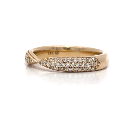 14K Yellow Gold Classic 3.5mm Pinched Wedding Band with Pave Diamonds w/Diams=.31ctw SI1 F-G Size6.5 #31-12349Y-L.00
