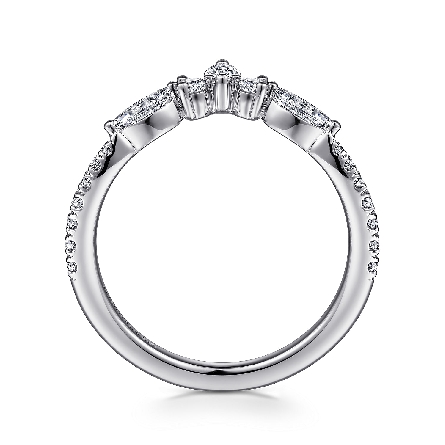 14K White Gold Curved Band w/Marquise and Round Diams=.47ctw VS2-SI2 G-H and Round Diams=.19ctw SI2 G-H Size 6.5 #AN15563W44JJ(S1886368)