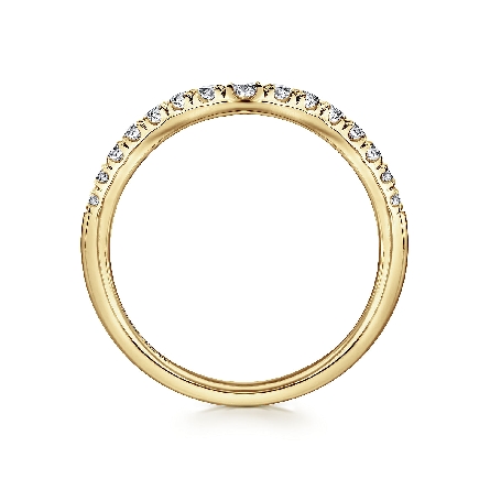 14K Yellow Gold Gabriel French Pave Curved Wedding Band w/Diamonds=.26ctw SI2 G-H Size 6.5 #AN11013Y44JJ (S2325044) 