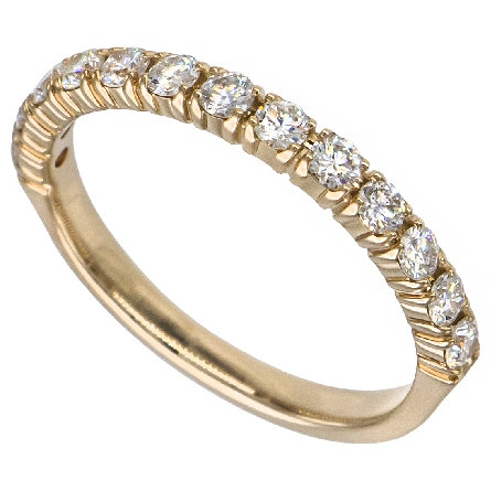 14K Yellow Gold 4Prong Wedding Band w/13Diams=.58ctw VS-SI H-I Size 6.5 #AR4SOB