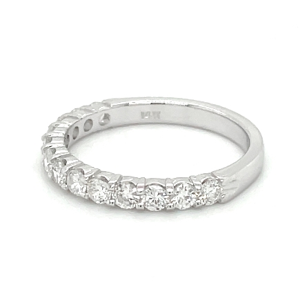 14K White Gold Shared Prong Wedding Band w/13Diams=.95ctw VS-SI H-I Size 6.5 #ARPSOB