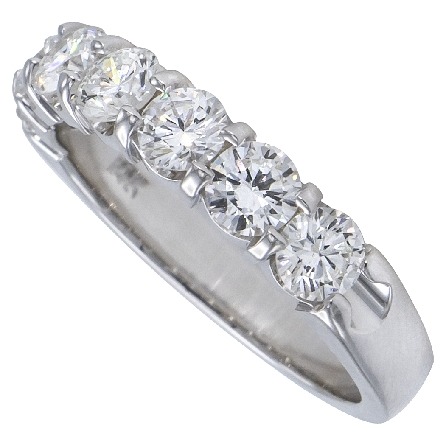 14K White Gold Shared Prongs Band w/7Diams=1.17ctw VS-SI H-I Size 6.5 #ARPSOP