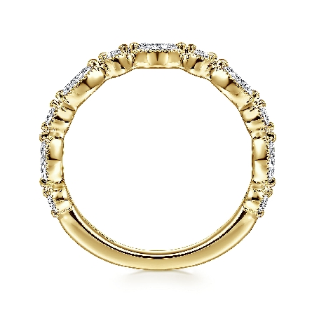 14K Yellow Gold Scalloped Milgrain Band w/Marquise Diams=.34ctw VS2 G-H and Round Diams=.15ctw SI2 G-H Size6.5  #AN16459Y44JJ (S2213796)