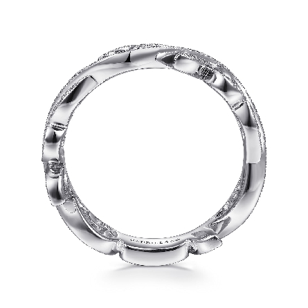14K White Gold Gabriel Scrolling Floral Stackable Band w/Diams=.09ctw SI2 H-I Size6.5 #LR4593W45JJ (S2343364)