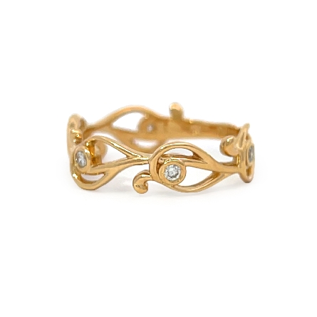 14K Yellow Gold Swirl Link Bezel Band w/Diams=.10ctw VS-SI G-H Size6.5 #PR1421D