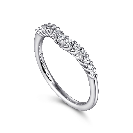 14K White Gold Gabriel Shared Prong Curved Band w/Diams=.23ctw SI2 G-H Size6.5 #AN10975W44JJ (S2063884)