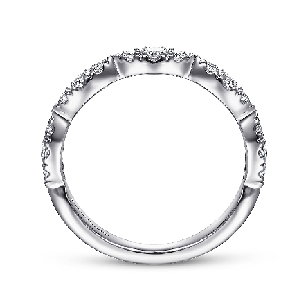 14K White Gold Gabriel Cluster Marquise Station Band w/Diams=.43ctw SI2 G-H Size6.5 #LR51936W45JJ (S2391042)