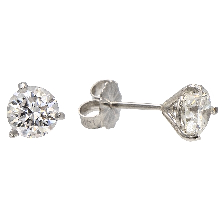 14K White Gold 1 1/2ctw Diamond Martini Stud Earrings w/2Diams=1.51ctw VS-SI1 G-H w/Threaded Posts