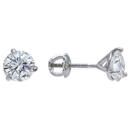 14K White Gold 1-1/10ctw Diamond Martini Stud Earrings w/2Diams=1.13ctw VS-SI H-I
